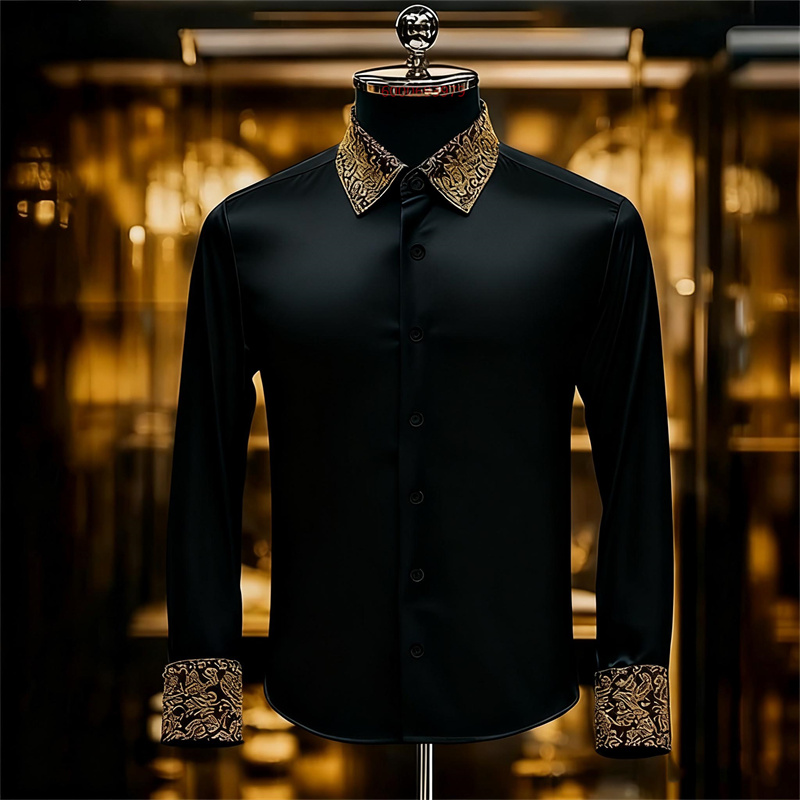 Men Formal Party Wear Shirt - Men's Ethnic Style Exquisite Floral Shirt,