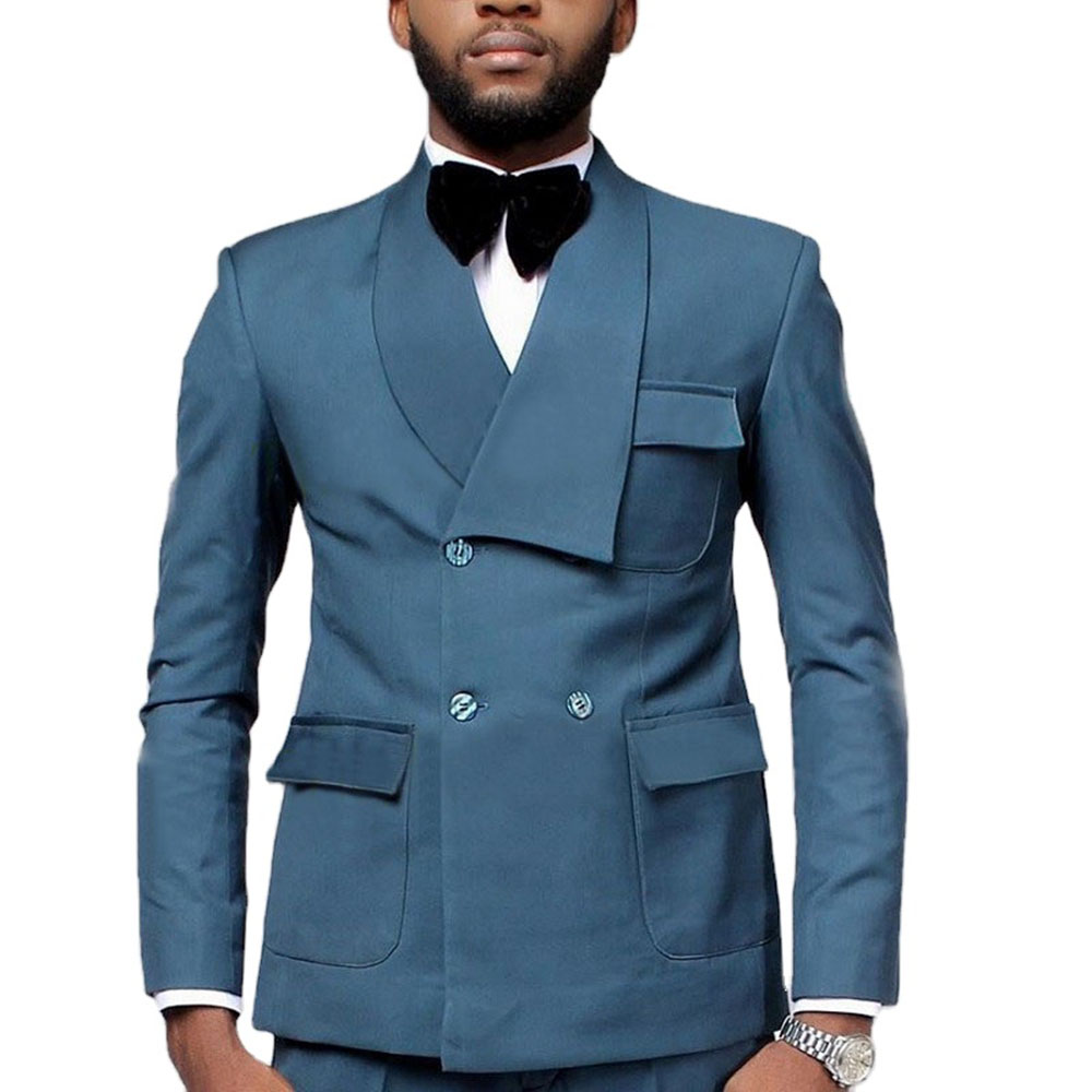 Latest Men Formal Wear - Latest Design Double Breasted Lake Blue