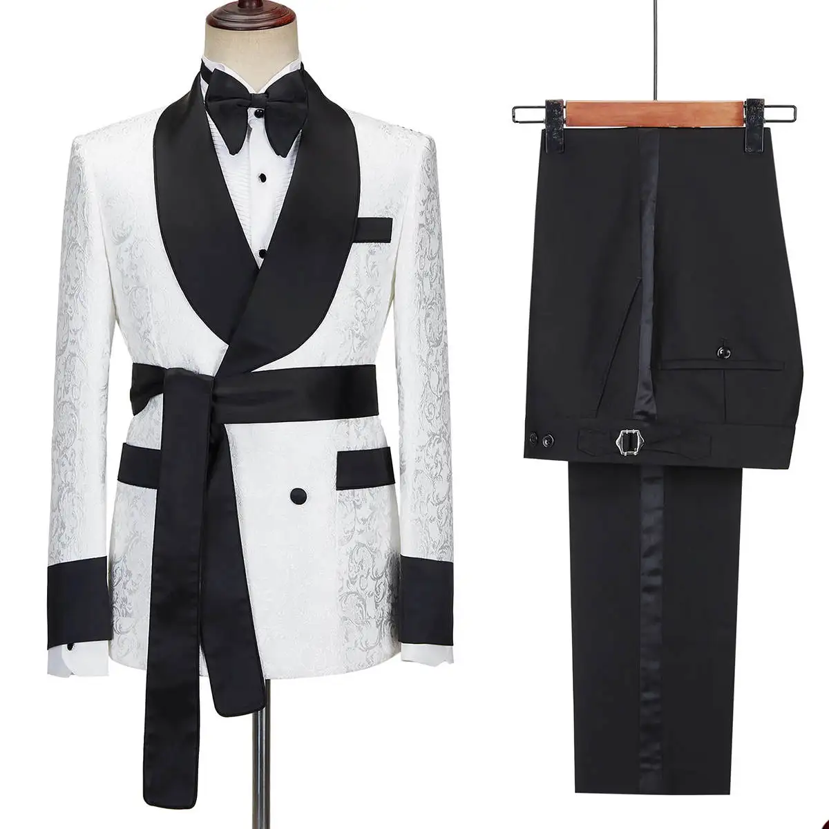 Latest Men Formal Wear - Latest Design Men's White Floral 2-Piece