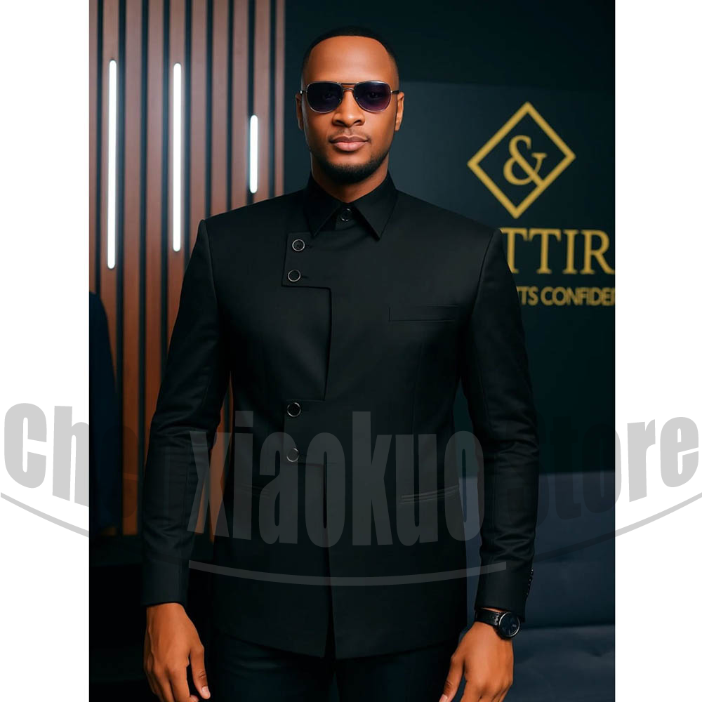 Men Formal Wear Modern - Fashion Mandarin Collar Mens Suit 2Pcs