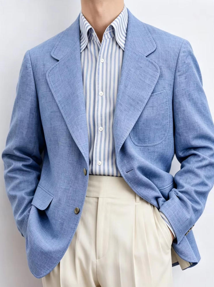 Men Linen Formal Wear - Only Linen Men's Blazer 1PCS Business
