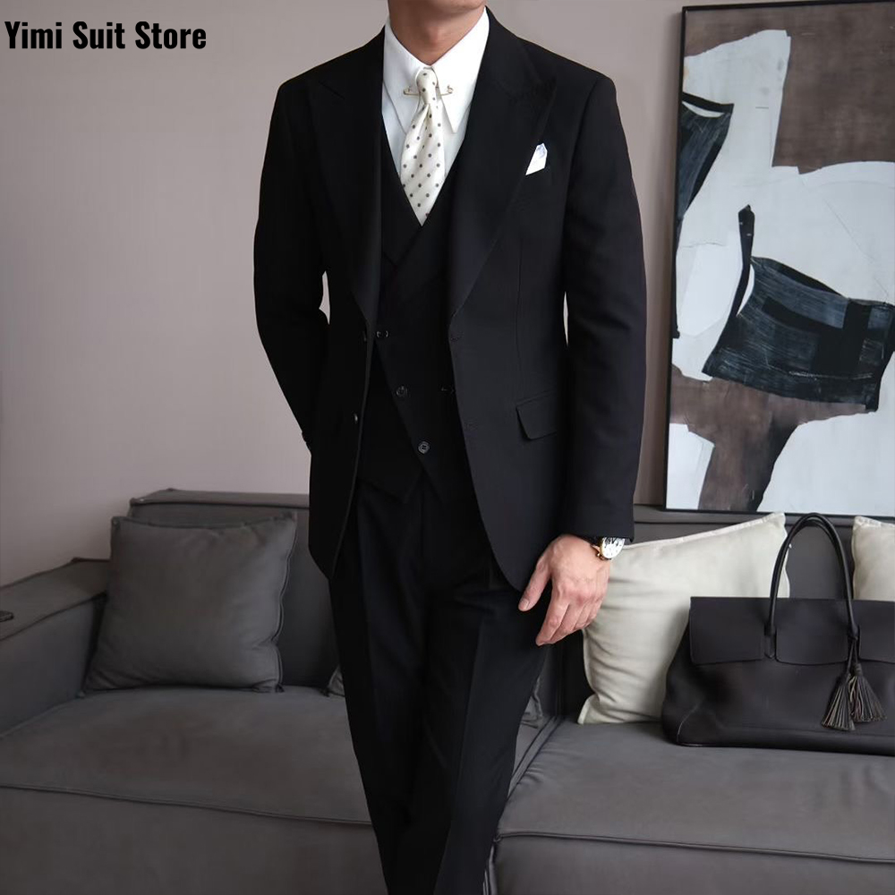 Black High Quality Men's Suits - Men Formal Wear Modern recension och pris