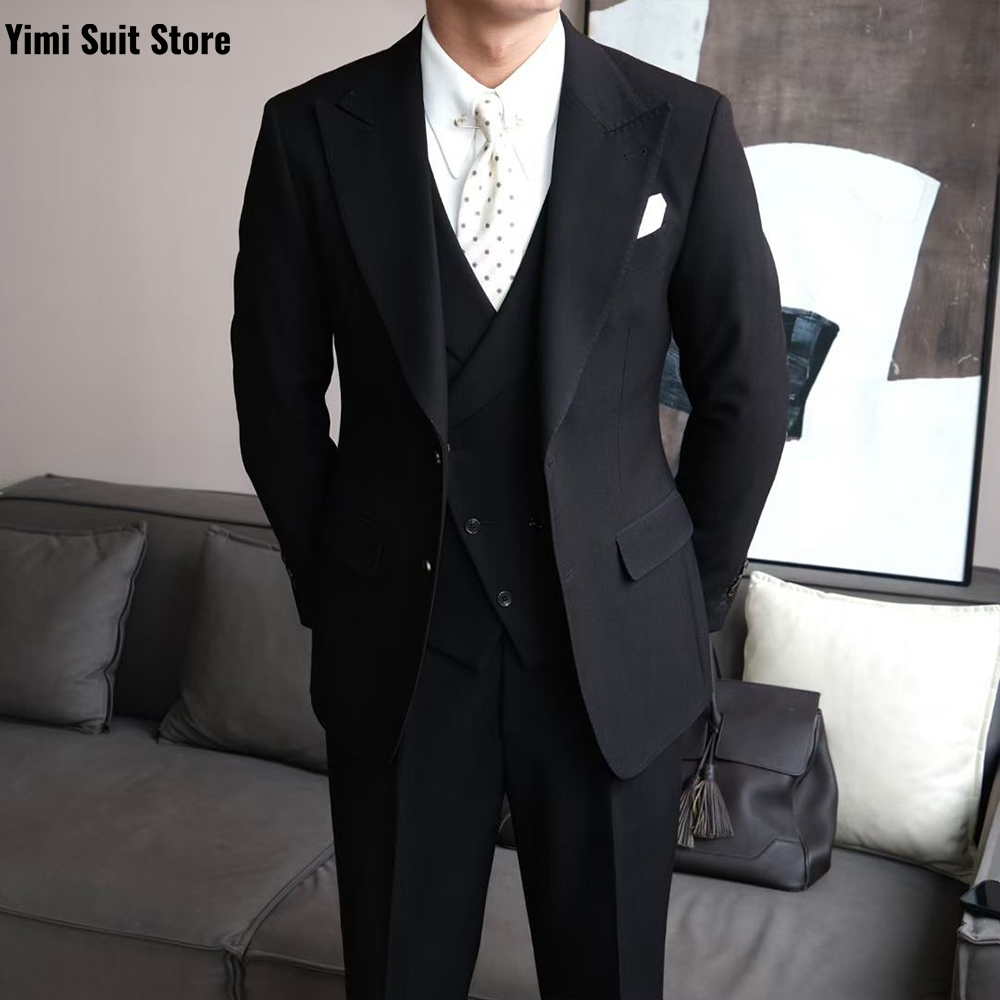 Black High Quality Men's Suits - Men Formal Wear Modern recension och pris