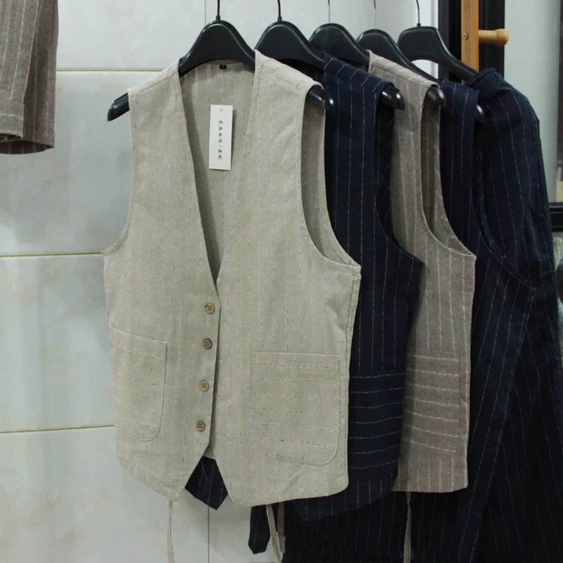 British Casual Linen Vest for  - Men Linen Formal Wear recension och pris
