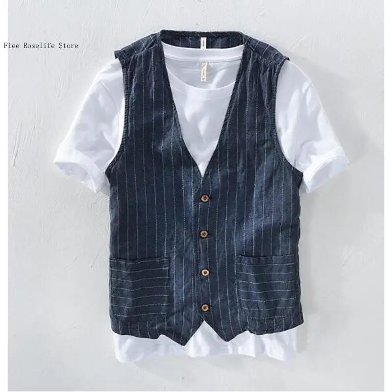 British Casual Linen Vest for  - Men Linen Formal Wear recension och pris