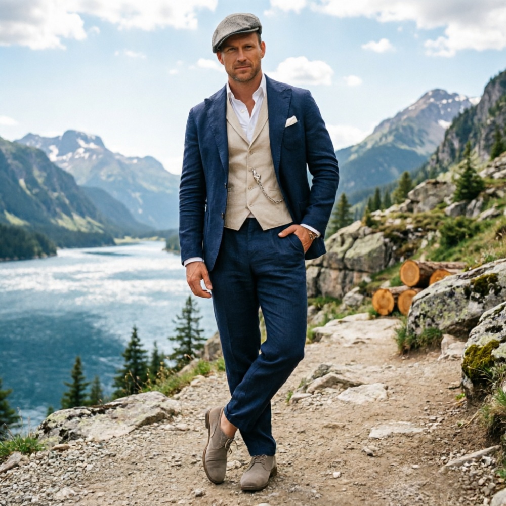 Sage Green Linen Men 3 Piece S - Men Linen Formal Wear recension och pris