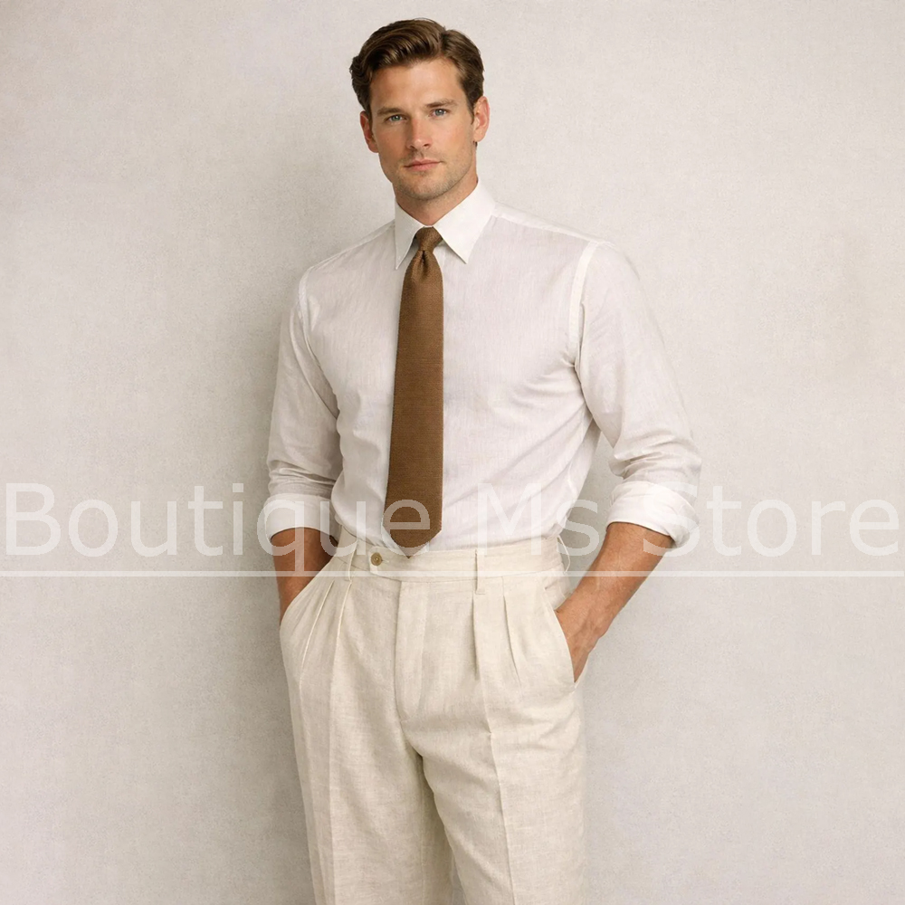 Fashion Men Linen 3 Piece Suit - Men Linen Formal Wear recension och pris