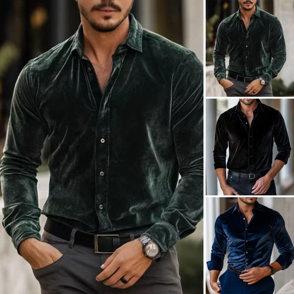 Men Velvet Shirt Men's Velvet  - Men Formal Party Wear Shirt recension och pris