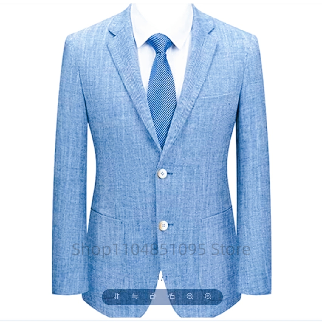 Men's Slim Fit Linen Suit Blaz - Men Linen Formal Wear recension och pris