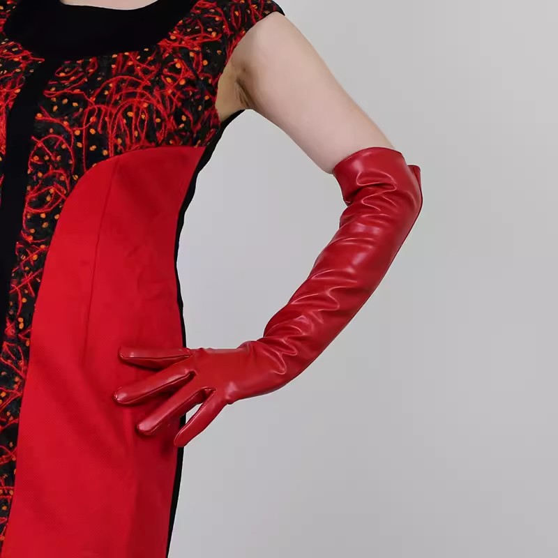 Women's Runway Fashion Red PU  - Formal Glove Leather recension och pris