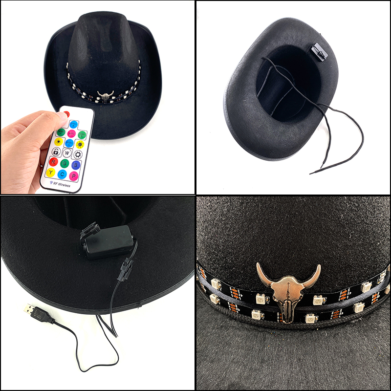 Remote Control LED Cowboy Hat  - Men'S Formal Wear For Graduation recension och pris