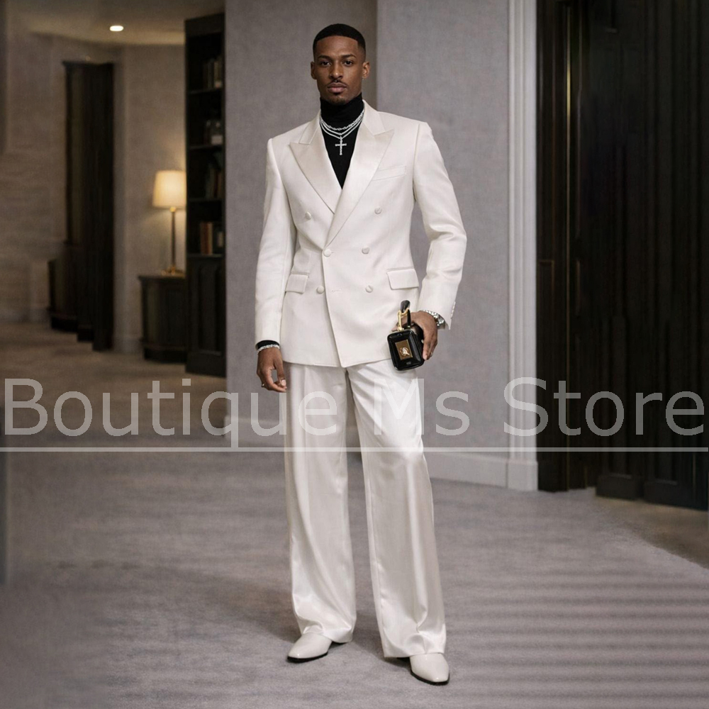 Men's White Satin Suit 2 Piece - Men Formal Wear Modern recension och pris