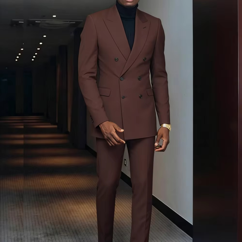 Brown Two-Piece Men's Suit wit - Men'S Formal Wear For Graduation recension och pris