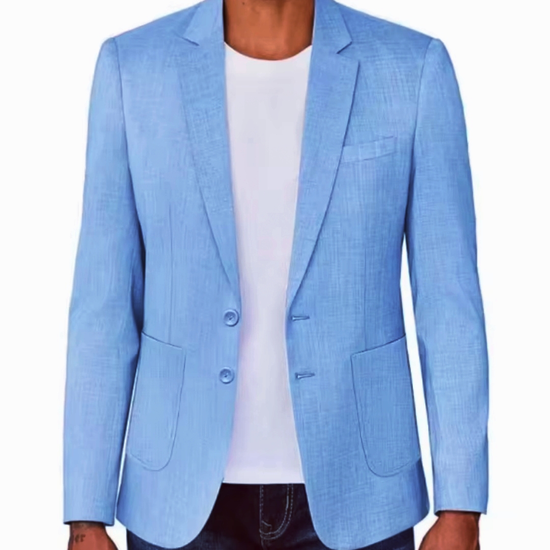 Slim Fit Men's Beige/Blue Line - Men Linen Formal Wear recension och pris