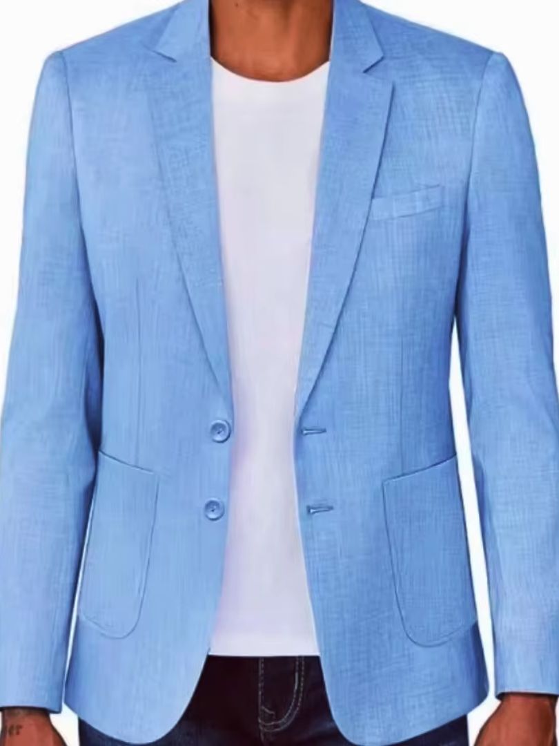 Slim Fit Men's Beige/Blue Line - Men Linen Formal Wear recension och pris