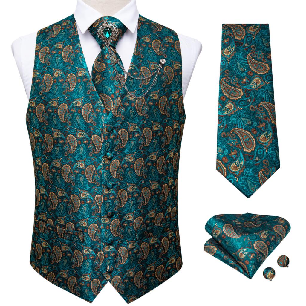 New Teal Green Paisley Formal  - Pocket Square Set recension och pris