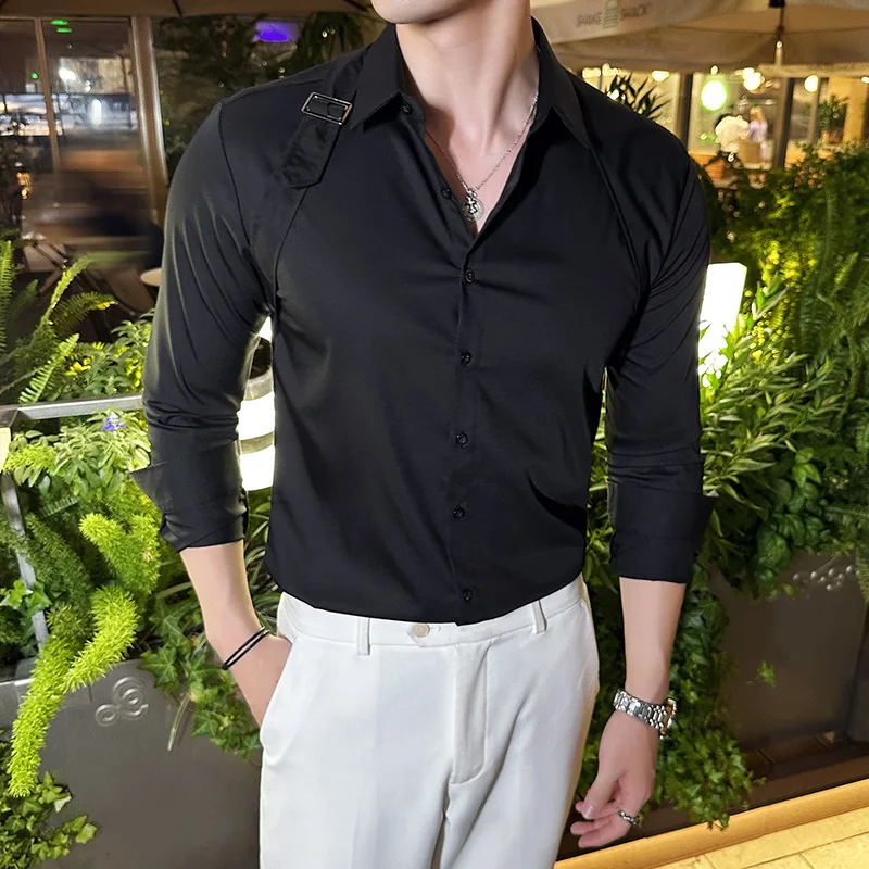 Men Dress Shirt Belt Design Lo - Men Formal Party Wear Shirt recension och pris