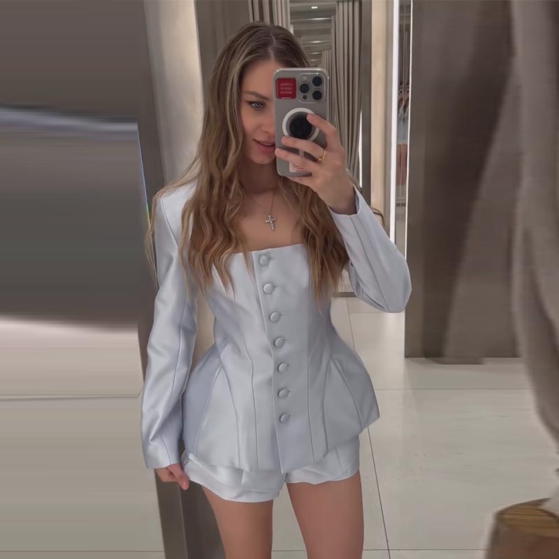 Casual Button Jacket Shorts Su - Pocket Square Set recension och pris