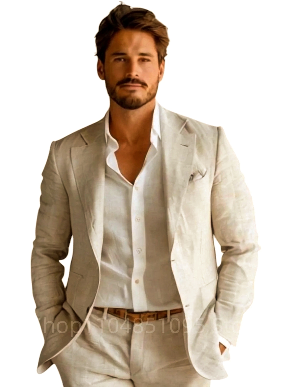 Blue Slim Fit Men's Linen Blaz - Men Linen Formal Wear recension och pris