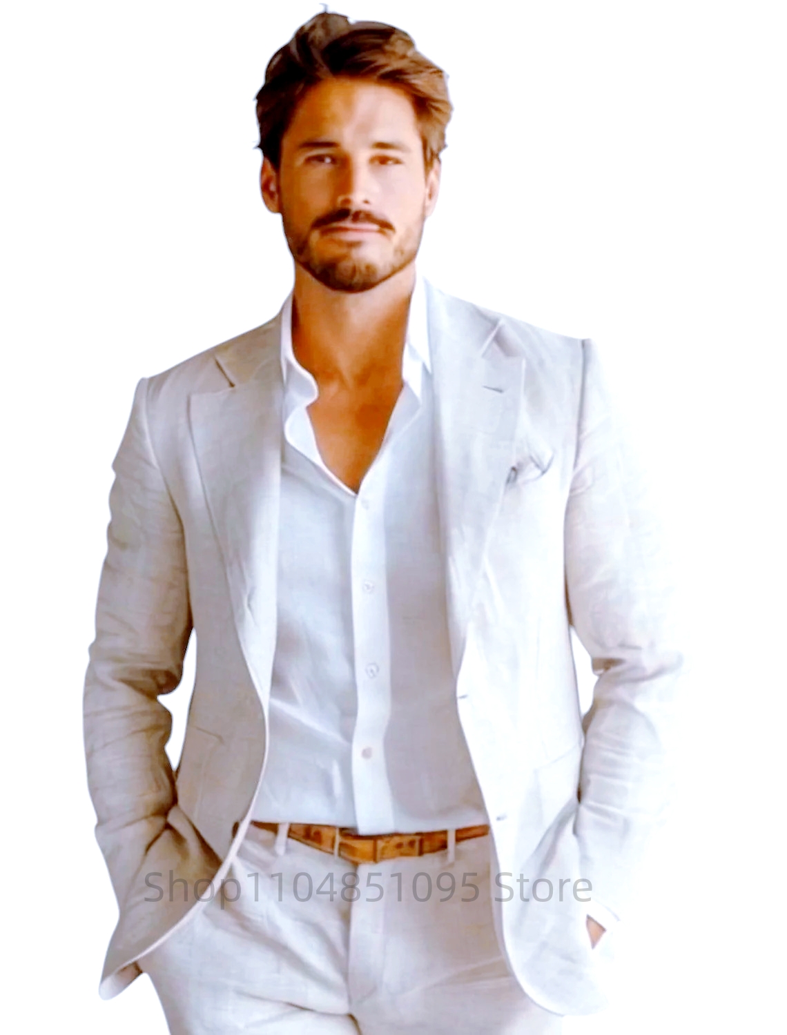 Blue Slim Fit Men's Linen Blaz - Men Linen Formal Wear recension och pris