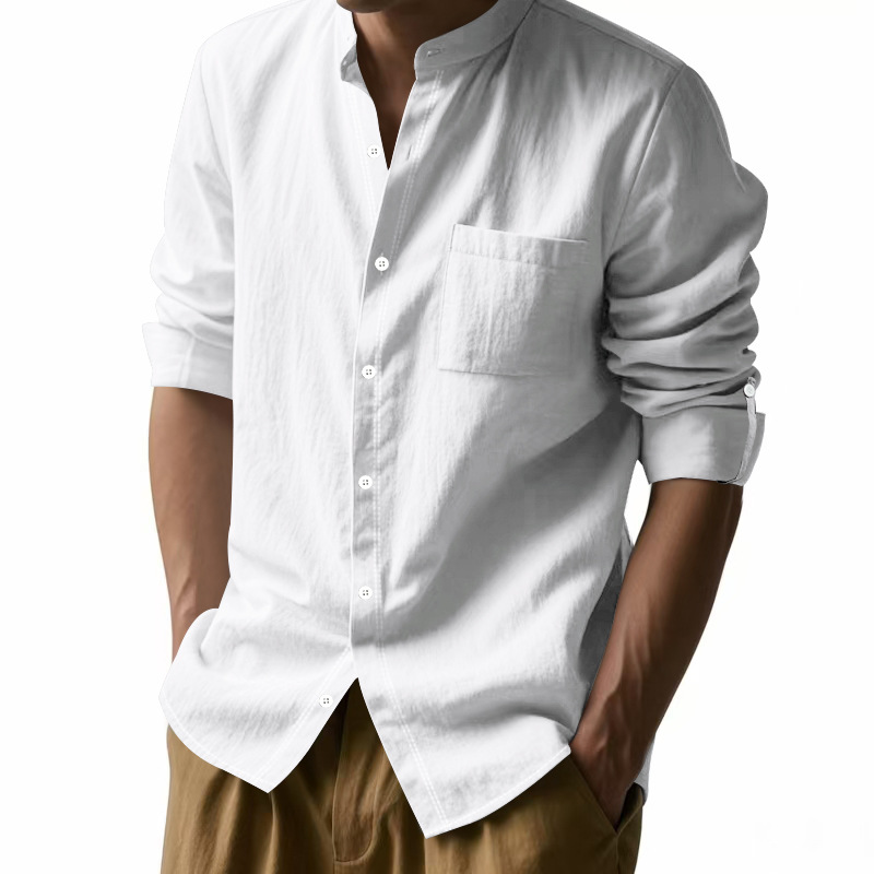 Men's Linen Stand Up Collar Sh - Men Linen Formal Wear recension och pris