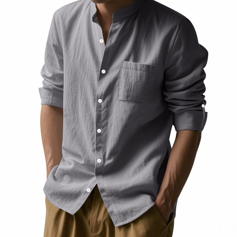 Men's Linen Stand Up Collar Sh - Men Linen Formal Wear recension och pris