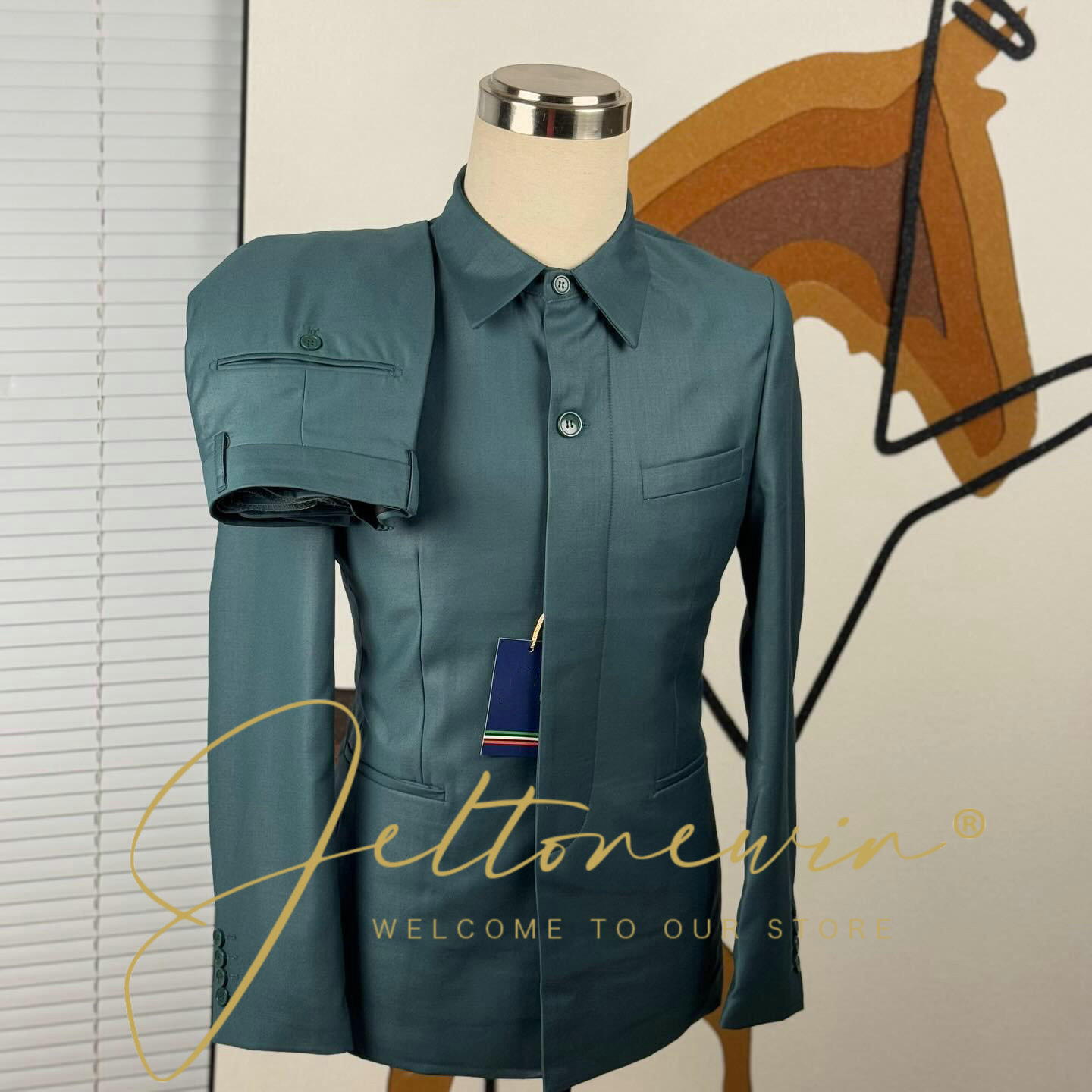 Men's Teal Green Suit Jacket w - Men Formal Party Wear Shirt recension och pris