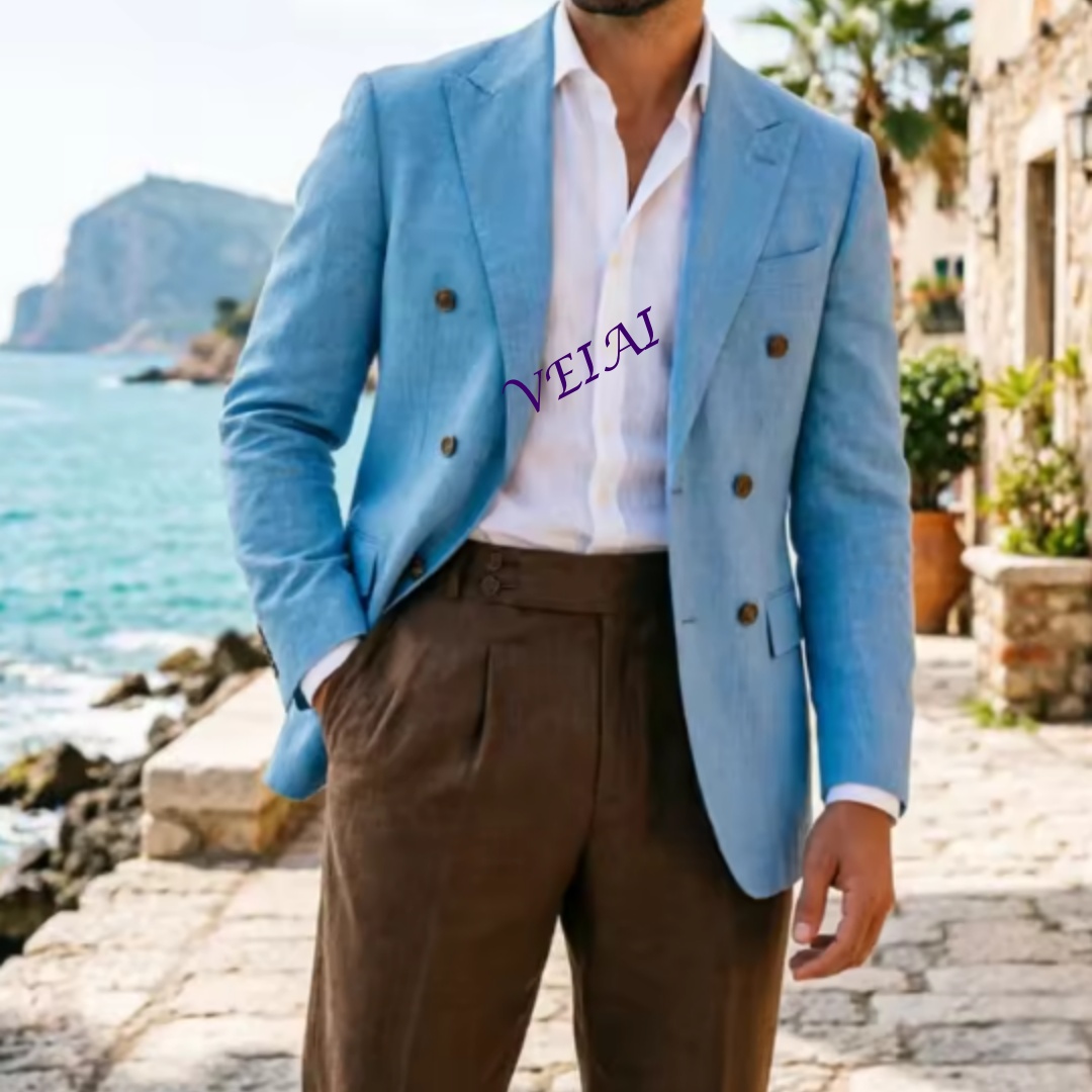 Customized 2 Piece Beige Linen - Men Linen Formal Wear recension och pris